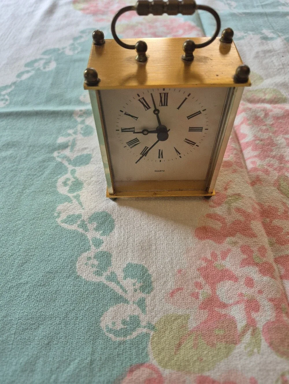 Vintage 1960s ESTYMA BRASS Mantel, OR Travel Clock.  Battery.